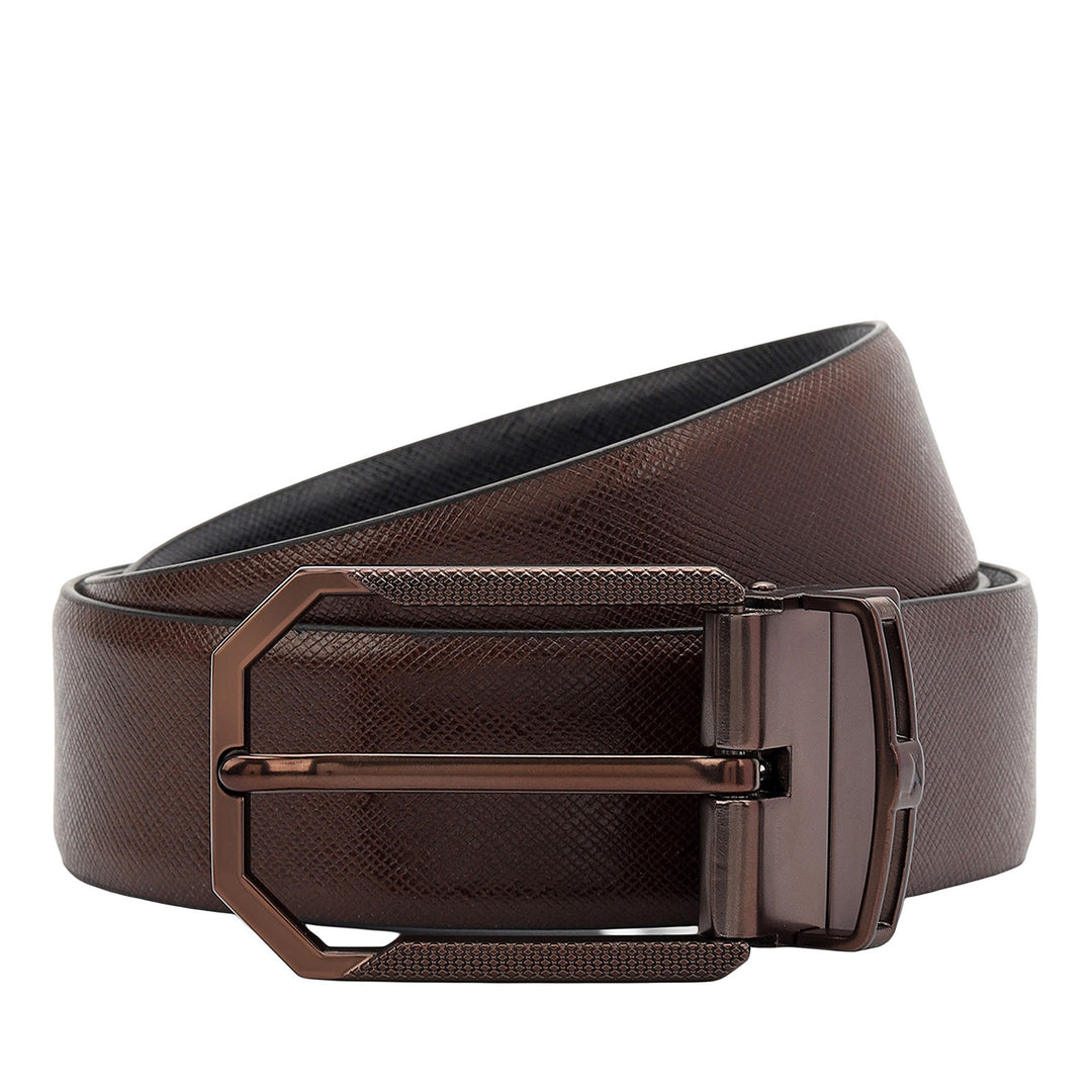 Formal Saffiano Leather Men's Belt- Brown & Black