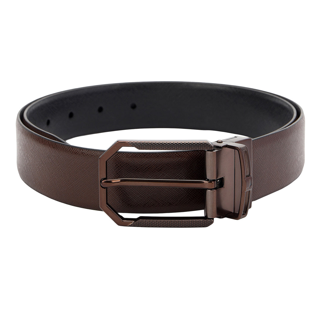 Formal Saffiano Leather Men's Belt- Brown & Black