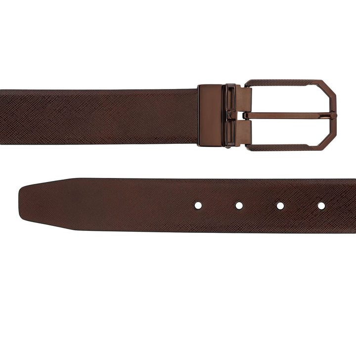 Formal Saffiano Leather Men's Belt- Brown & Black