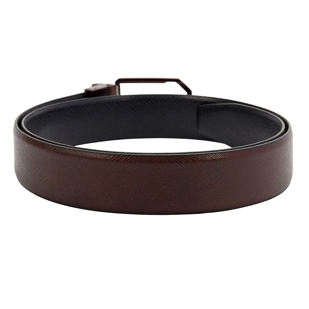 Formal Saffiano Leather Men's Belt- Brown & Black