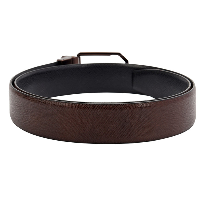 Formal Saffiano Leather Men's Belt- Brown & Black