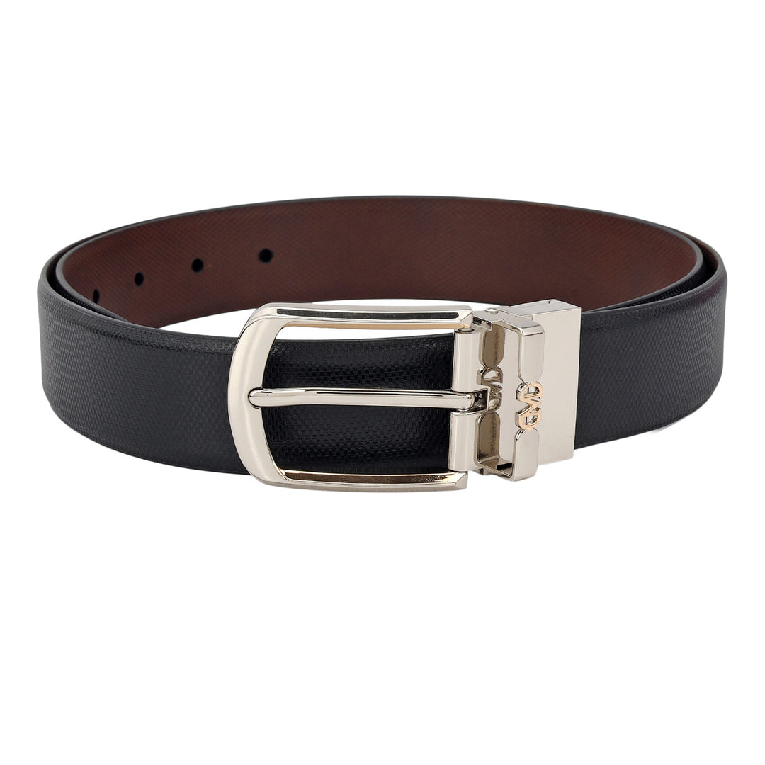 Formal Embossed Leather Mens Belt-Black & Brown