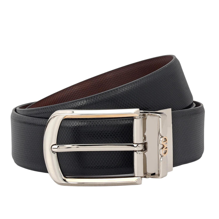Formal Embossed Leather Mens Belt-Black & Brown