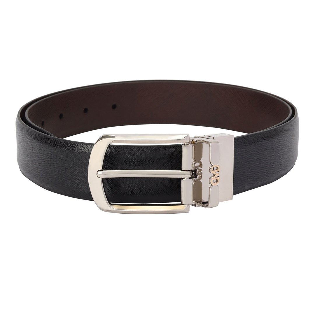 Formal Saffiano Leather Mens Belt - Black & Brown