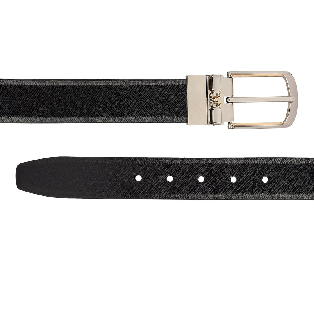Formal Saffiano Leather Mens Belt - Black & Brown
