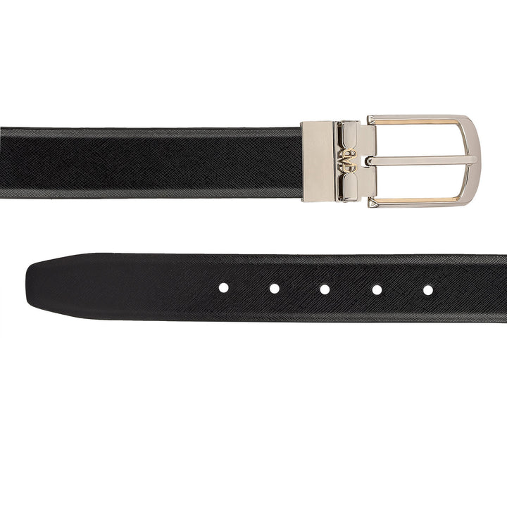 Formal Saffiano Leather Mens Belt - Black & Brown