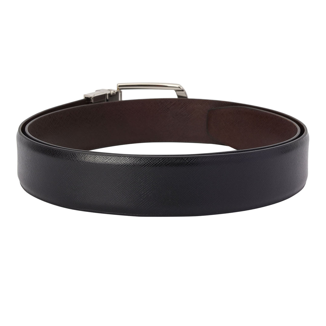 Formal Saffiano Leather Mens Belt - Black & Brown