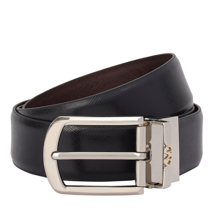 Formal Saffiano Leather Mens Belt - Black & Brown