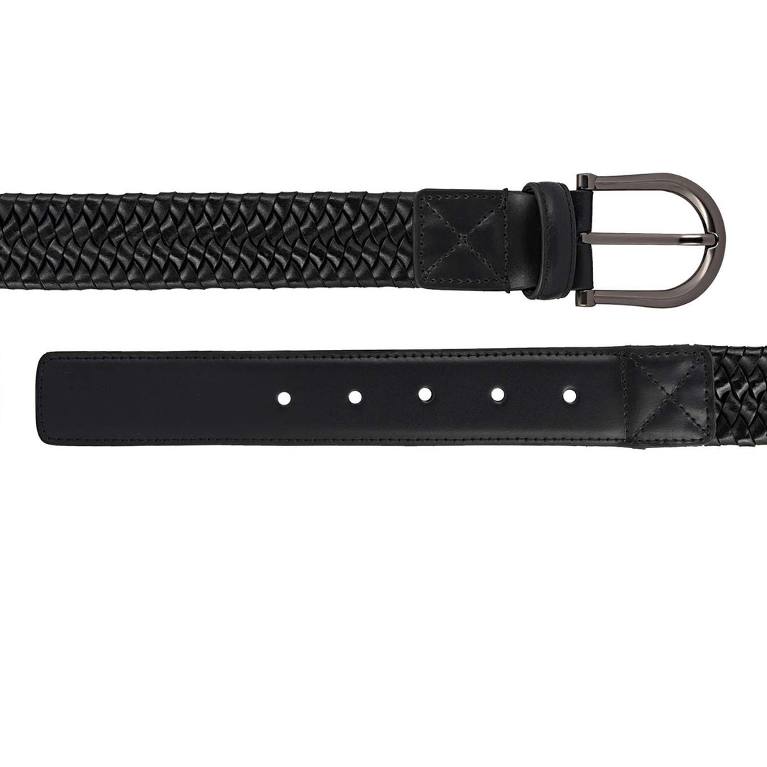 Casual Mat & Plain Leather Mens Belt - Black