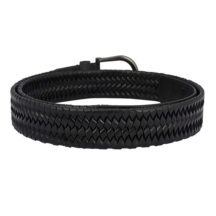 Casual Mat & Plain Leather Mens Belt - Black