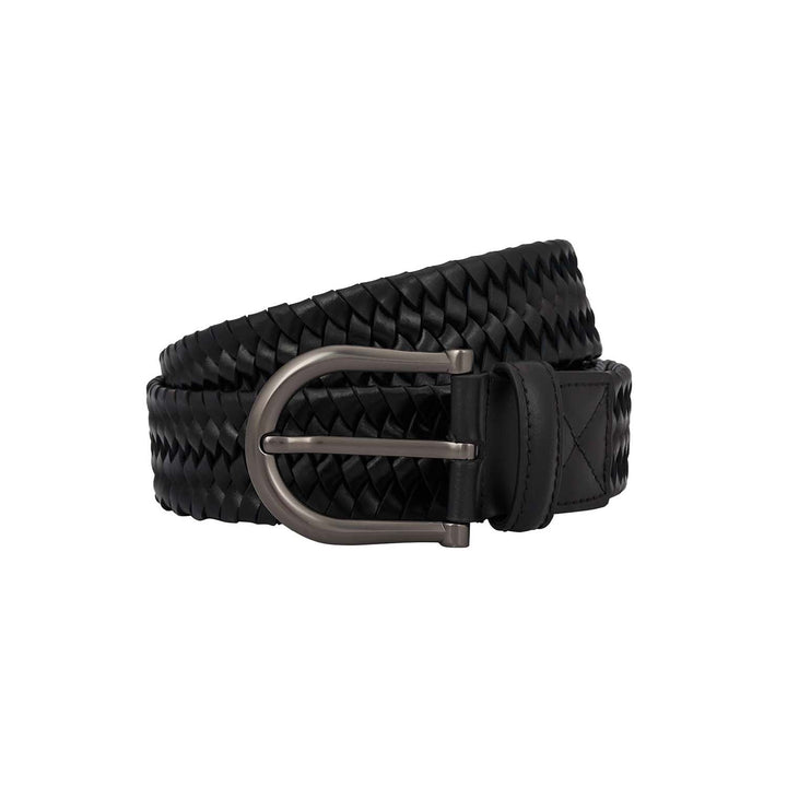 Casual Mat & Plain Leather Mens Belt - Black