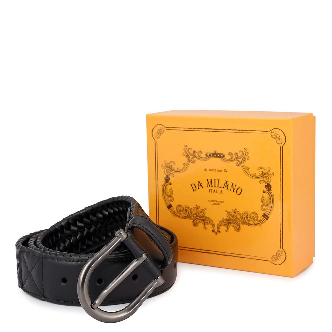 Casual Mat & Plain Leather Mens Belt - Black