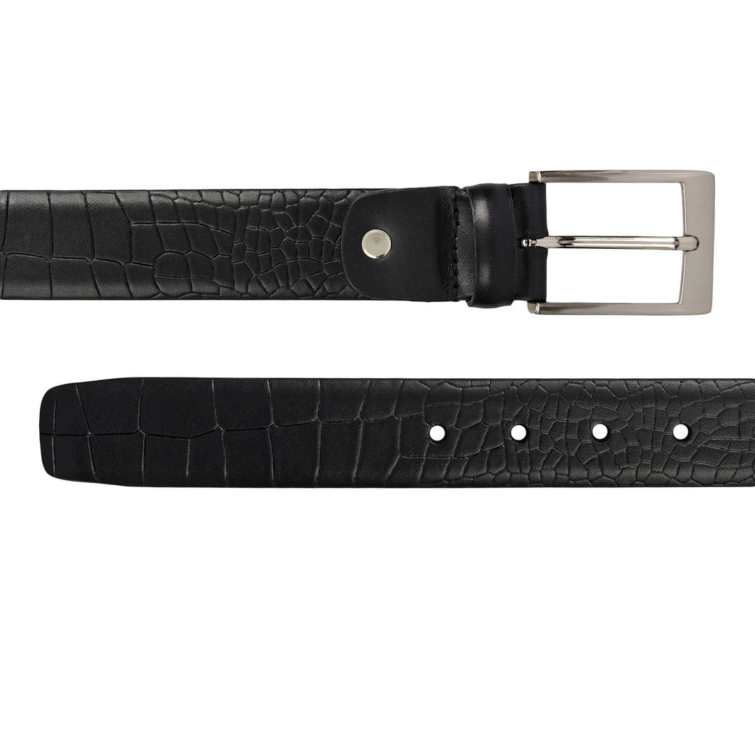Formal Croco Leather Mens Belt-Black