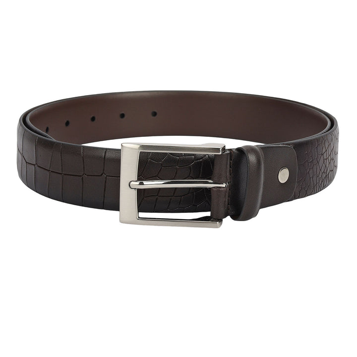 Formal Croco Leather Mens Belt-Brown