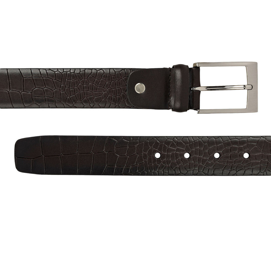 Formal Croco Leather Mens Belt-Brown