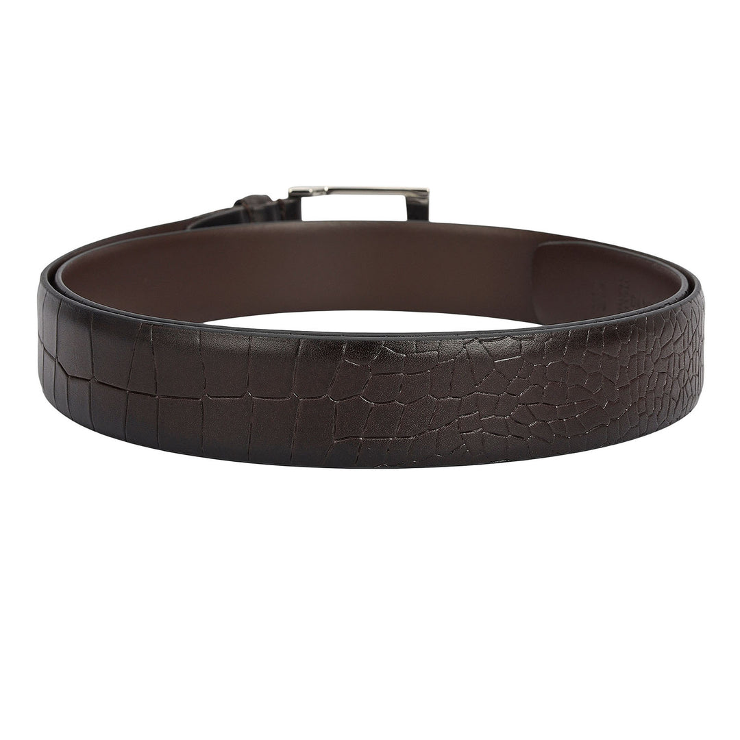 Formal Croco Leather Mens Belt-Brown