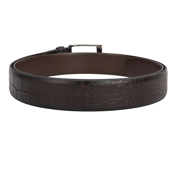 Formal Croco Leather Mens Belt-Brown