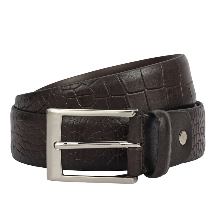 Formal Croco Leather Mens Belt-Brown