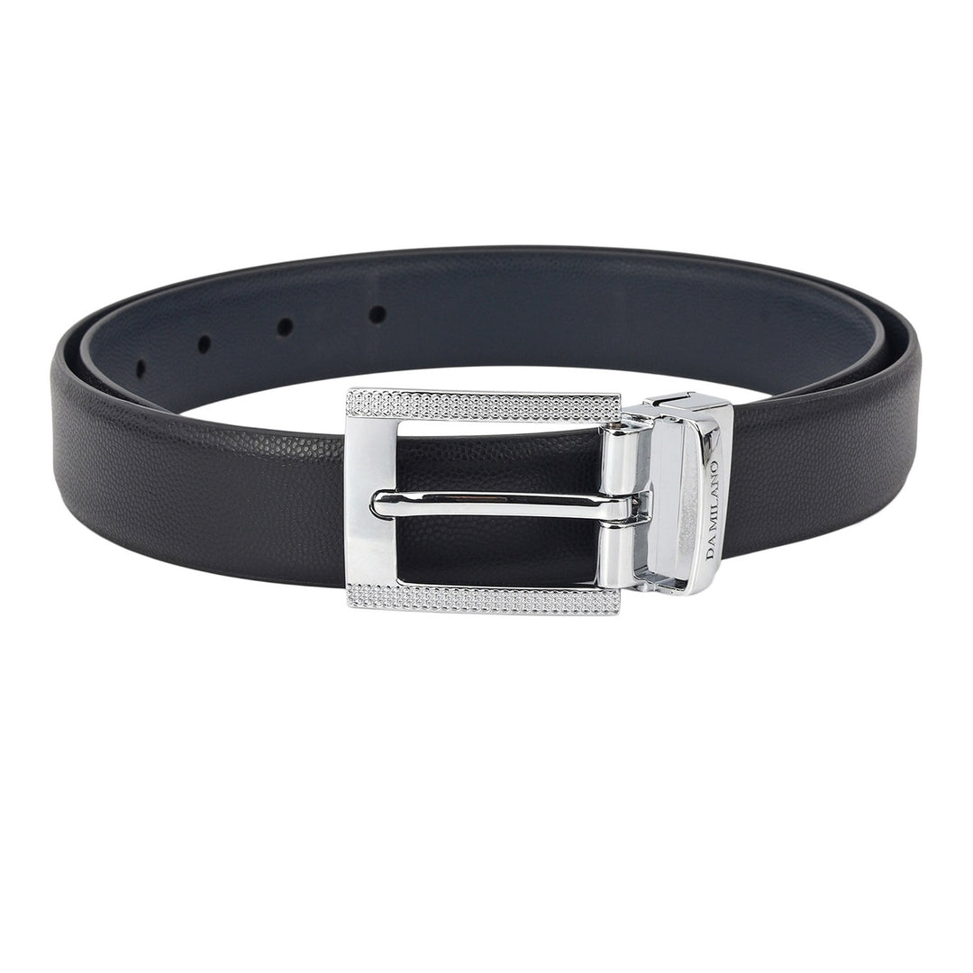 Formal Embossed Leather Reversible Mens Belt - Black & Blue