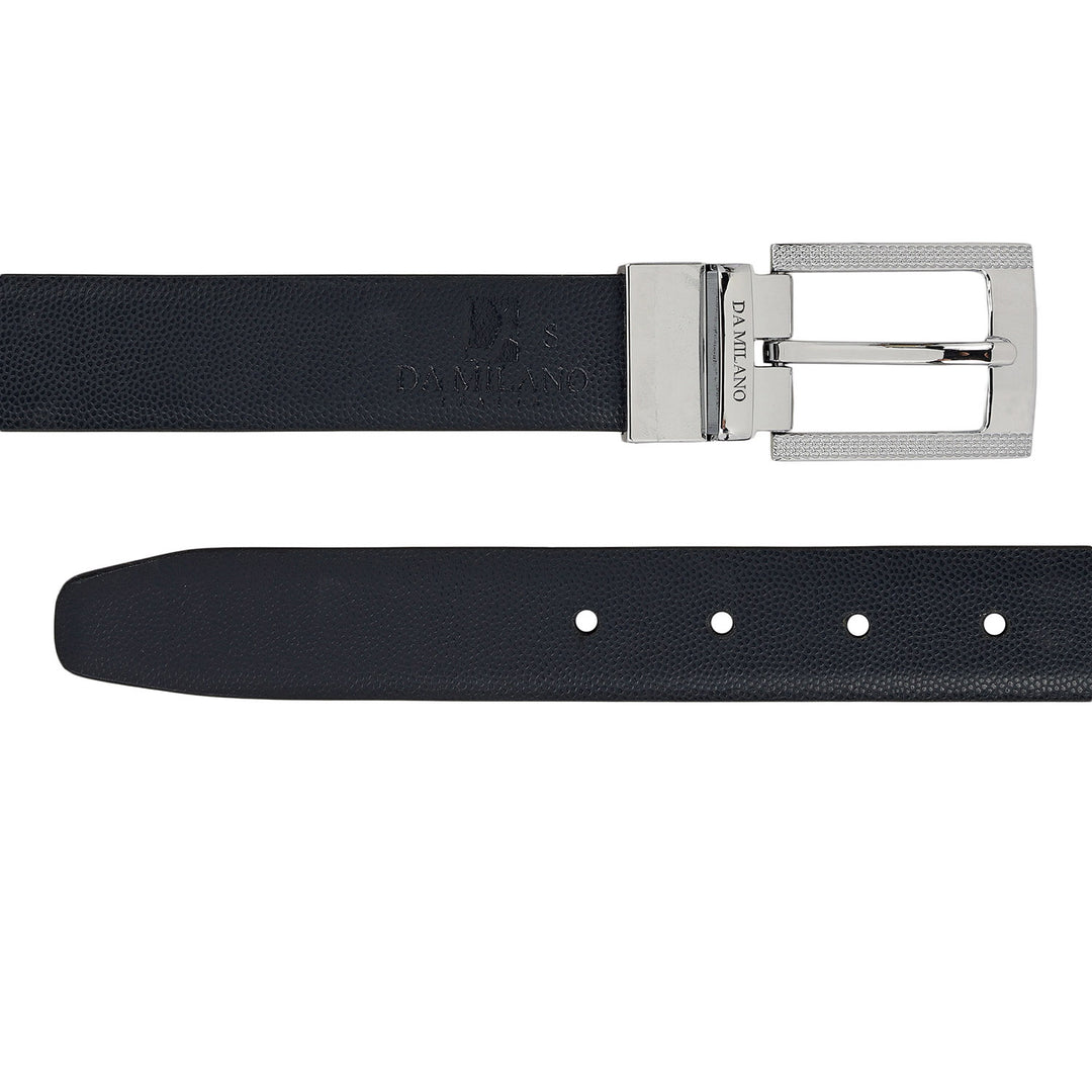 Formal Embossed Leather Reversible Mens Belt - Black & Blue