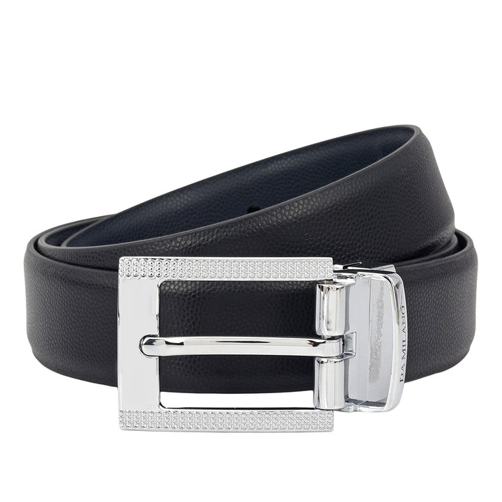 Formal Embossed Leather Reversible Mens Belt - Black & Blue