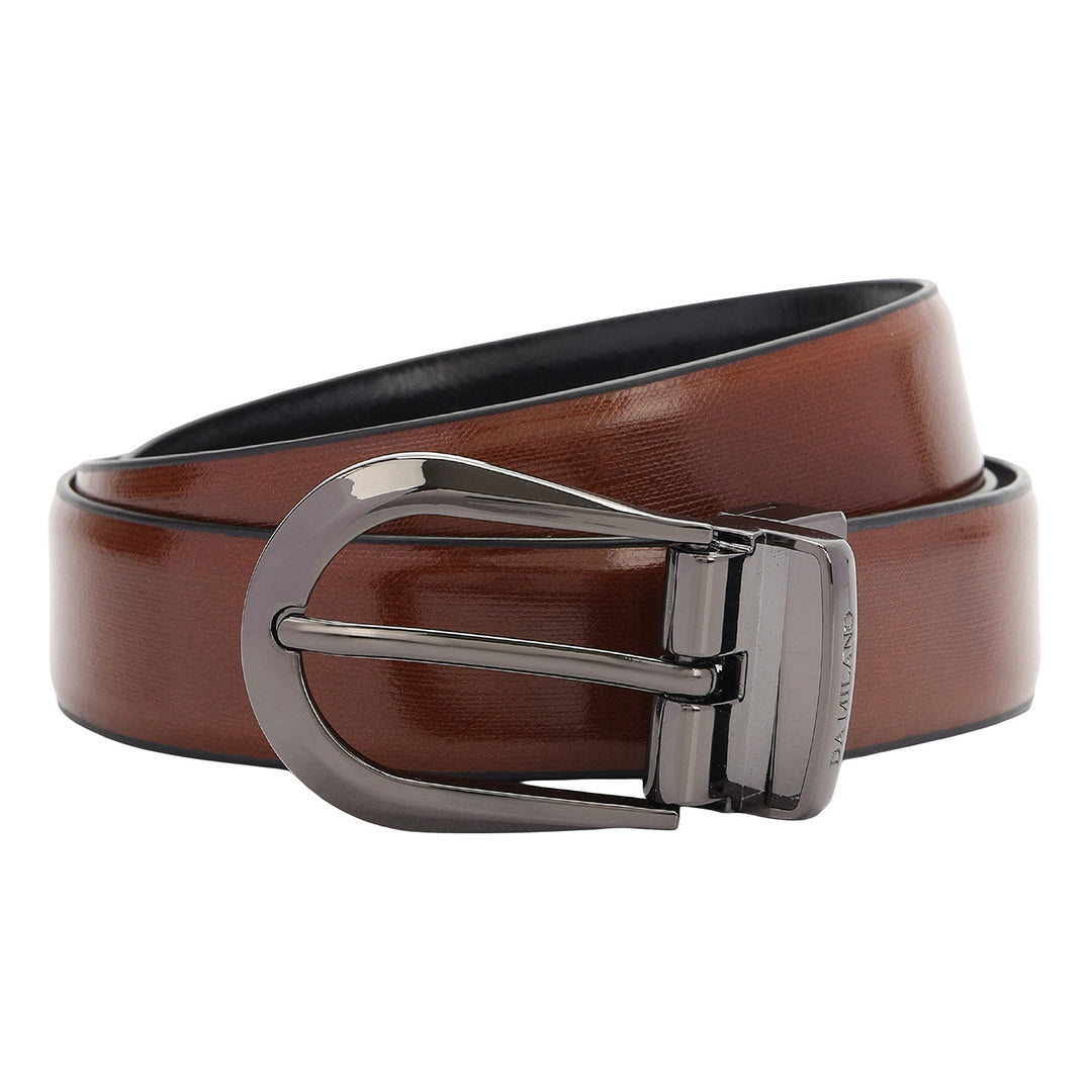 Formal Aztec Leather Men's Belt- Cognac & Black