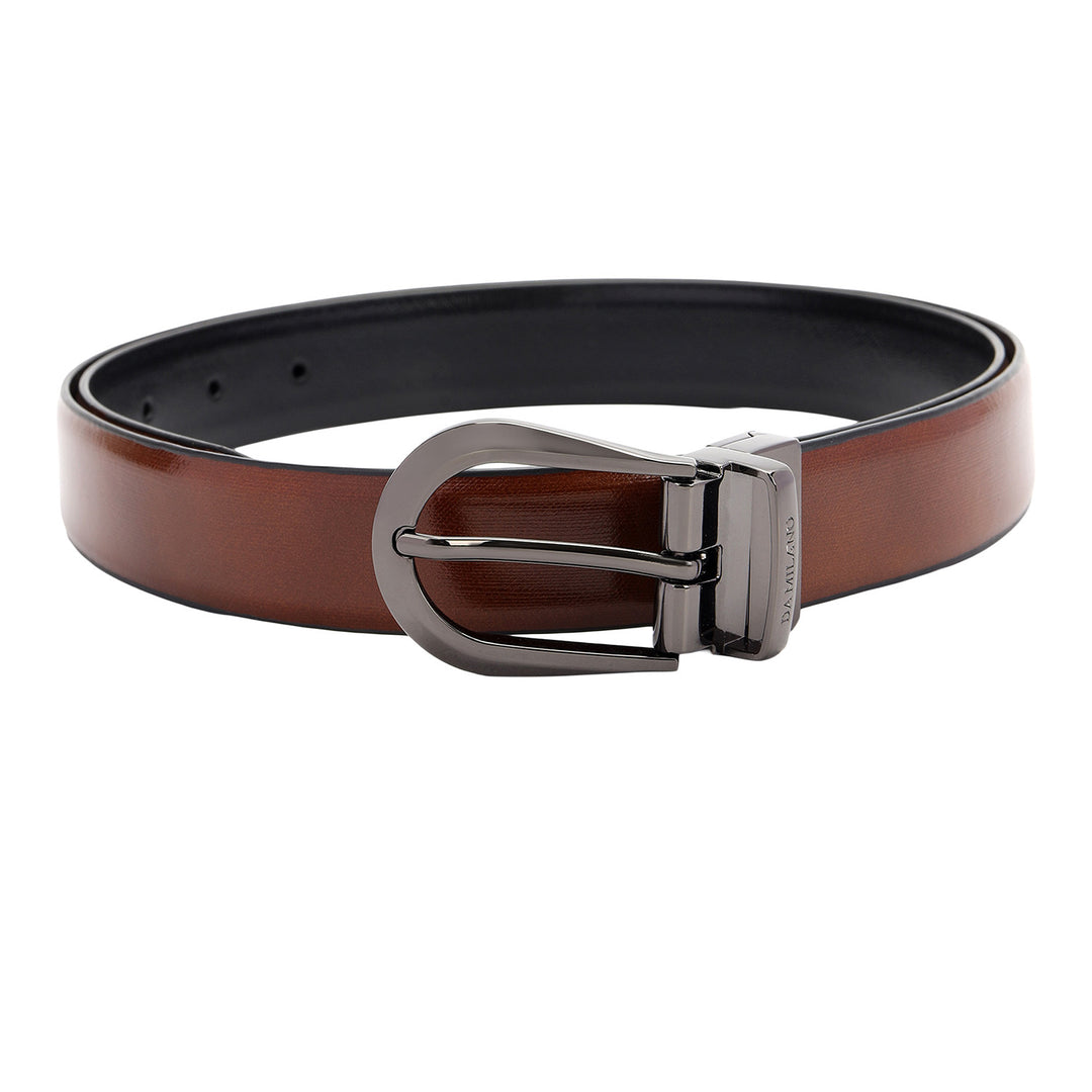 Formal Aztec Leather Men's Belt- Cognac & Black