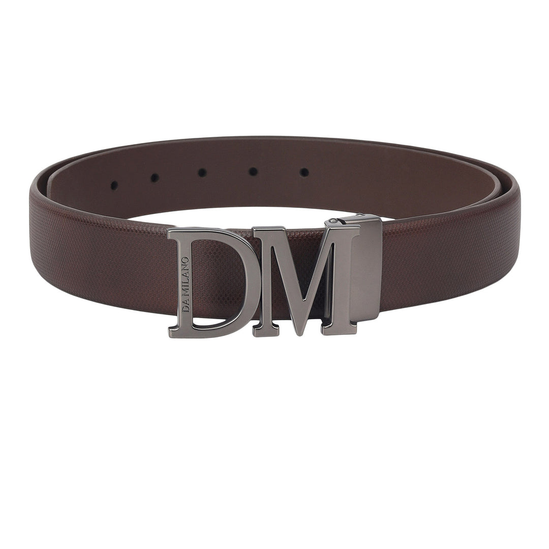 Formal Embossed Leather Mens Belt-Brown