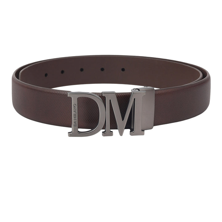 Formal Embossed Leather Mens Belt-Brown
