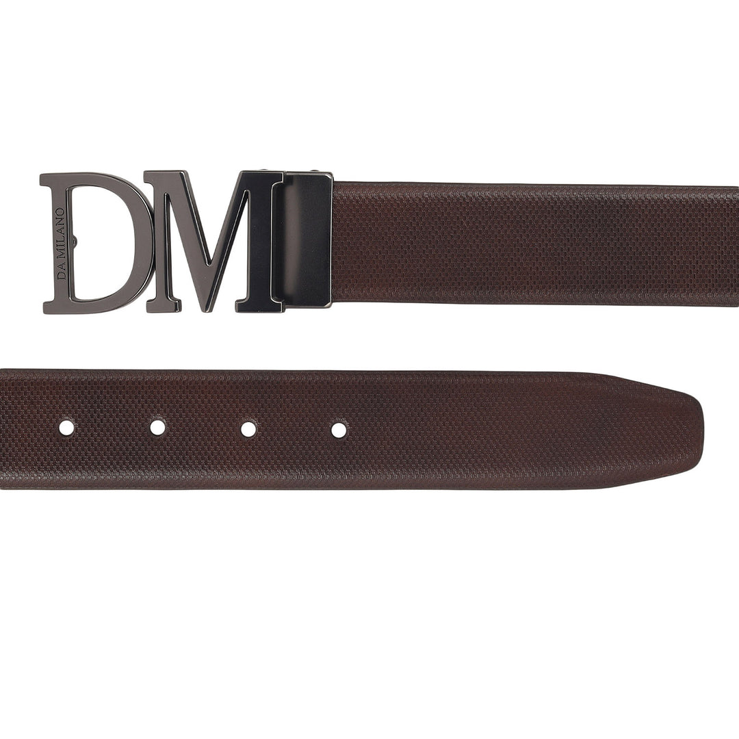 Formal Embossed Leather Mens Belt-Brown