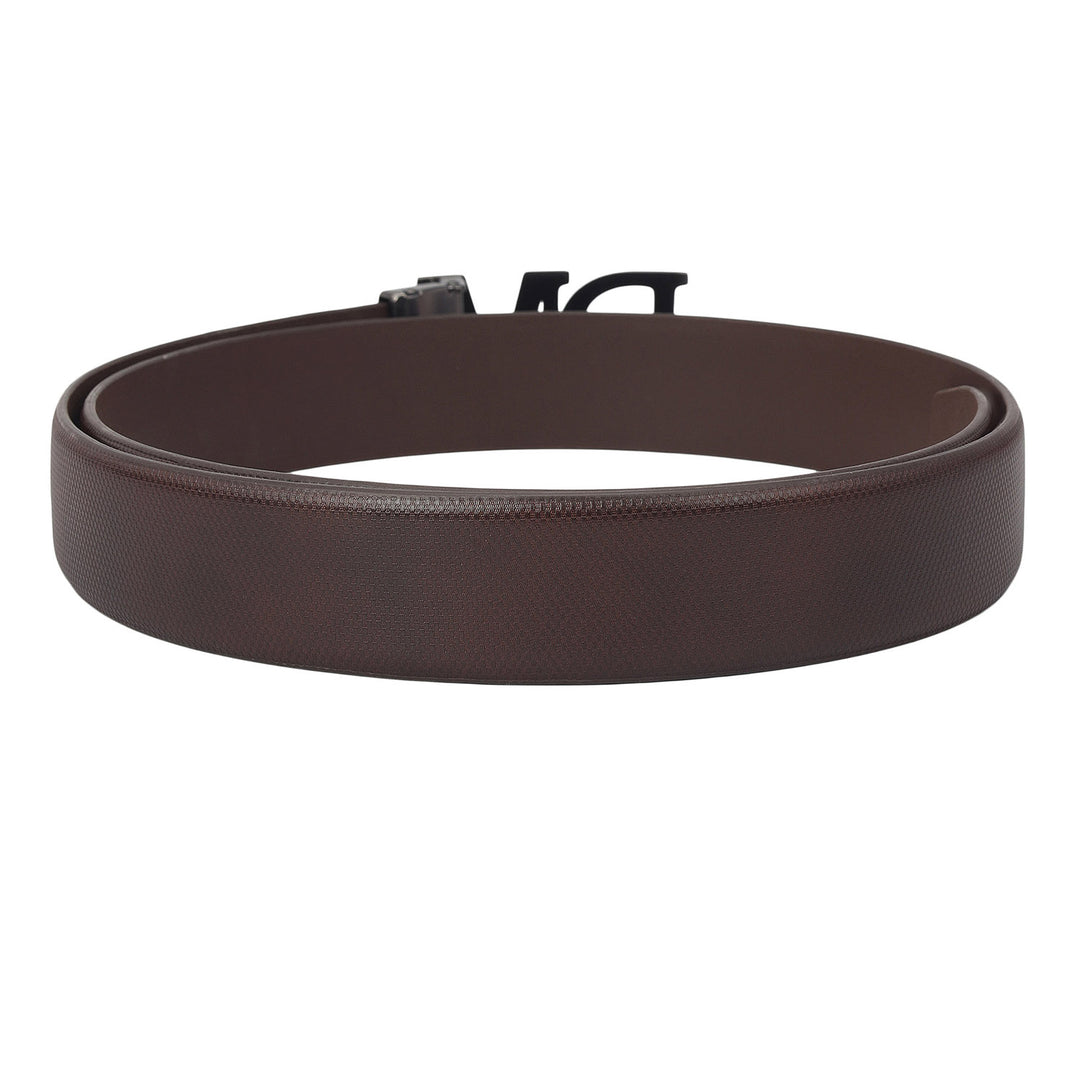 Formal Embossed Leather Mens Belt-Brown