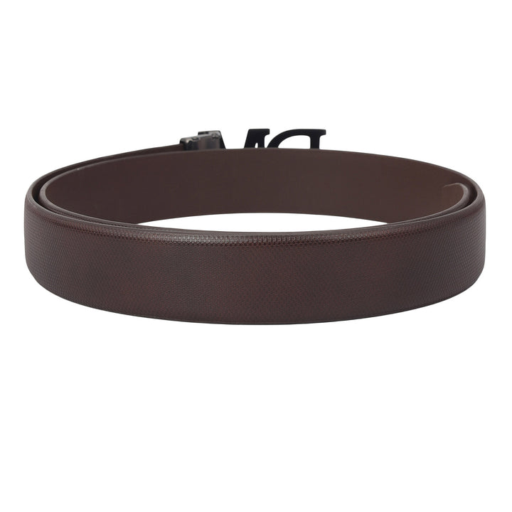 Formal Embossed Leather Mens Belt-Brown