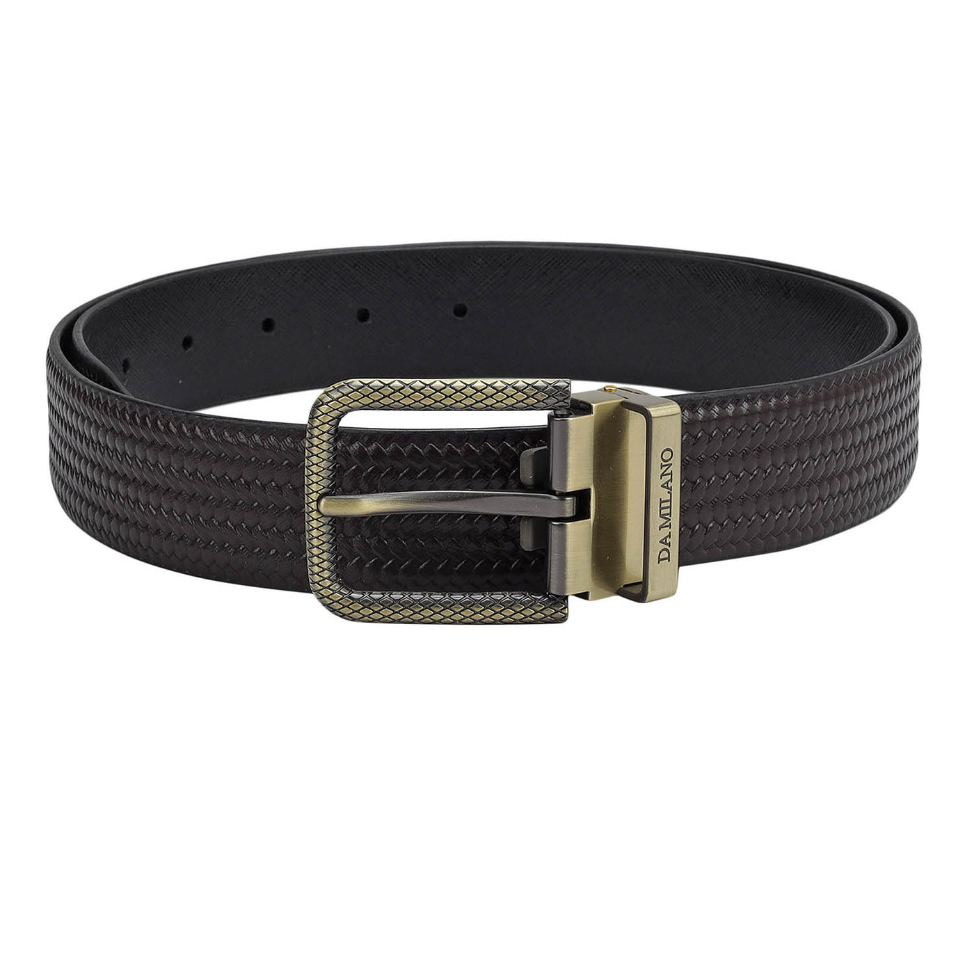 Casual Mat Emboss Leather Mens Belt - Brown