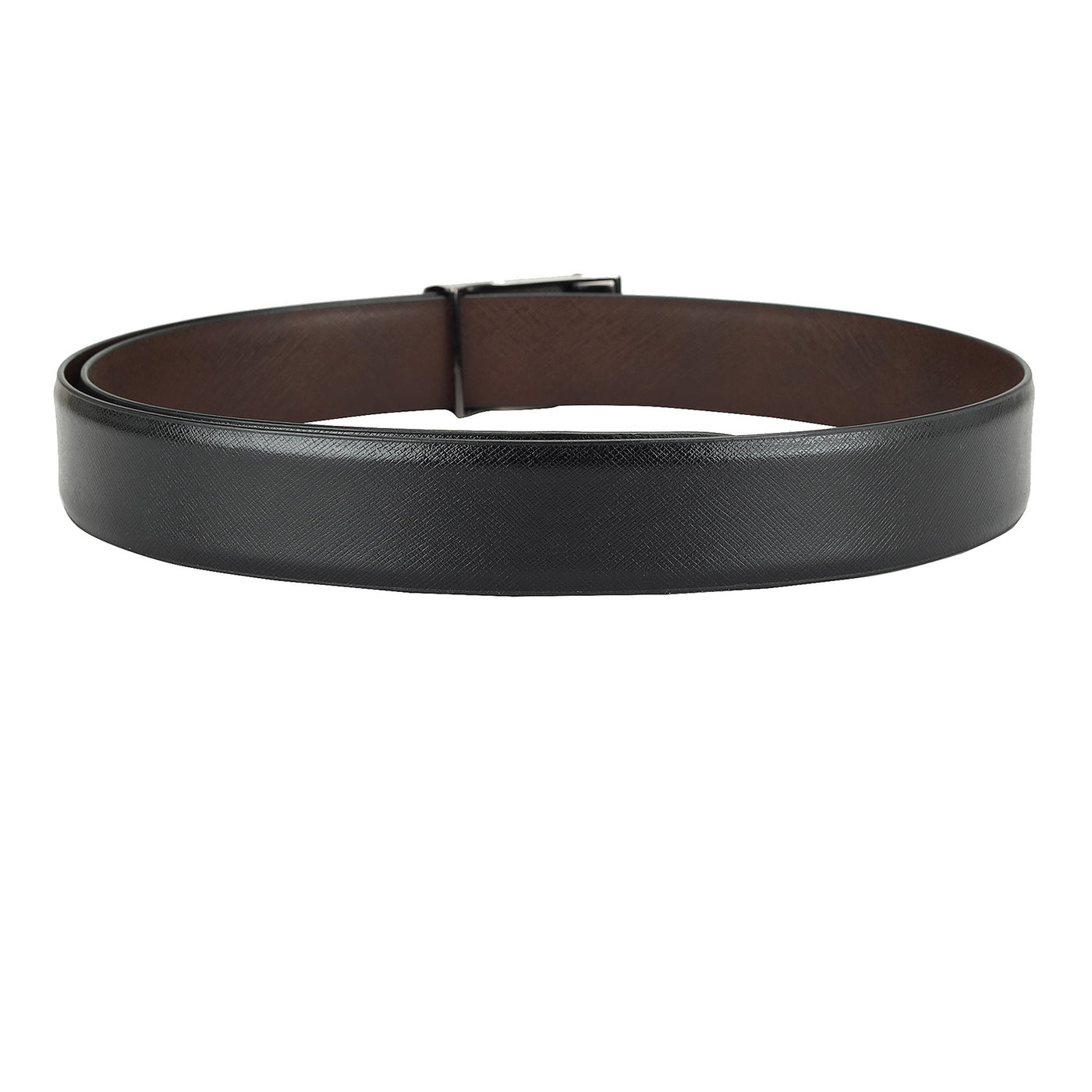 Formal Saffiano Leather Mens Belt - Black