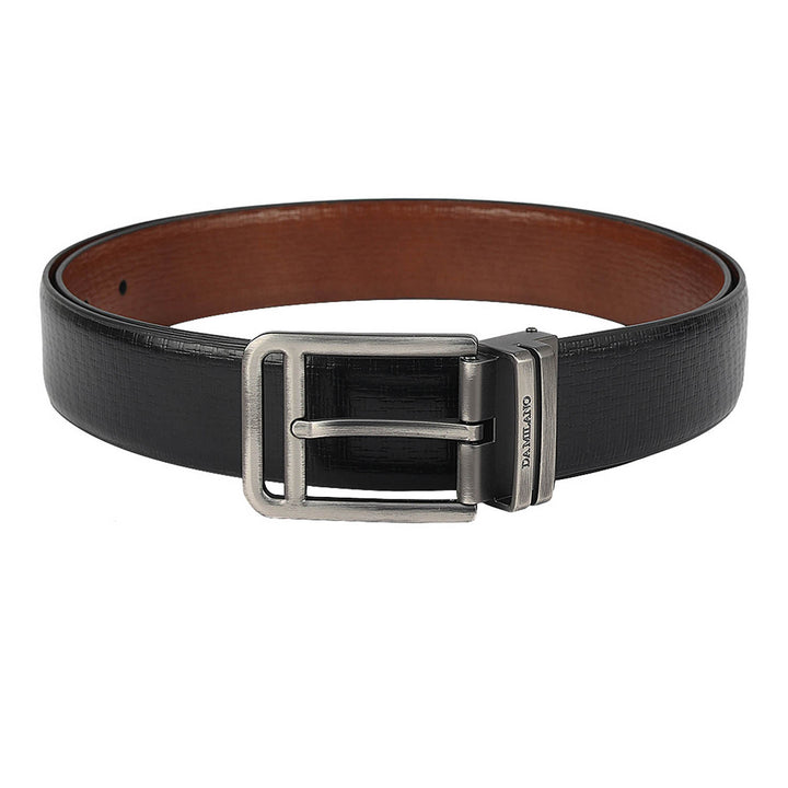 Casual Mat-Emboss Leather Mens Belt - Black