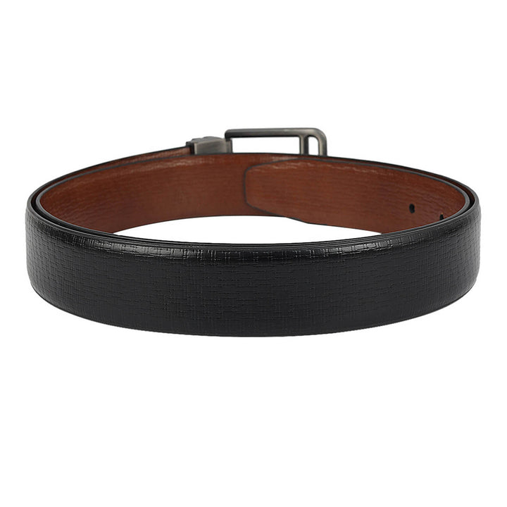 Casual Mat-Emboss Leather Mens Belt - Black