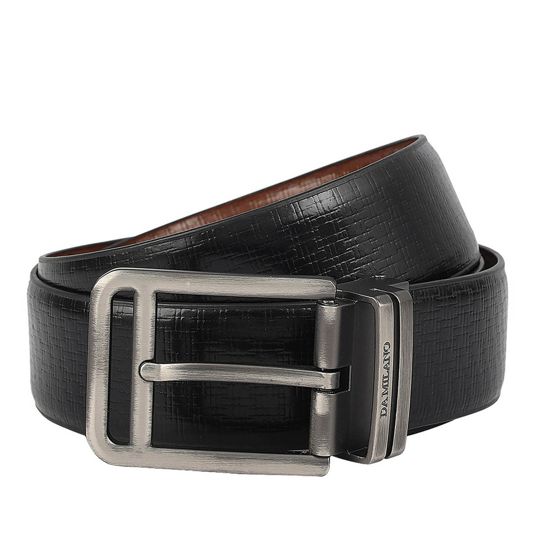 Casual Mat-Emboss Leather Mens Belt - Black