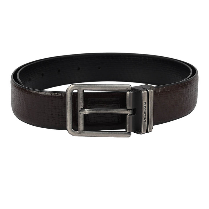 Casual Mat-Emboss Leather Mens Belt - Brown