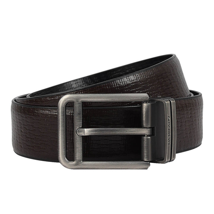 Casual Mat-Emboss Leather Mens Belt - Brown