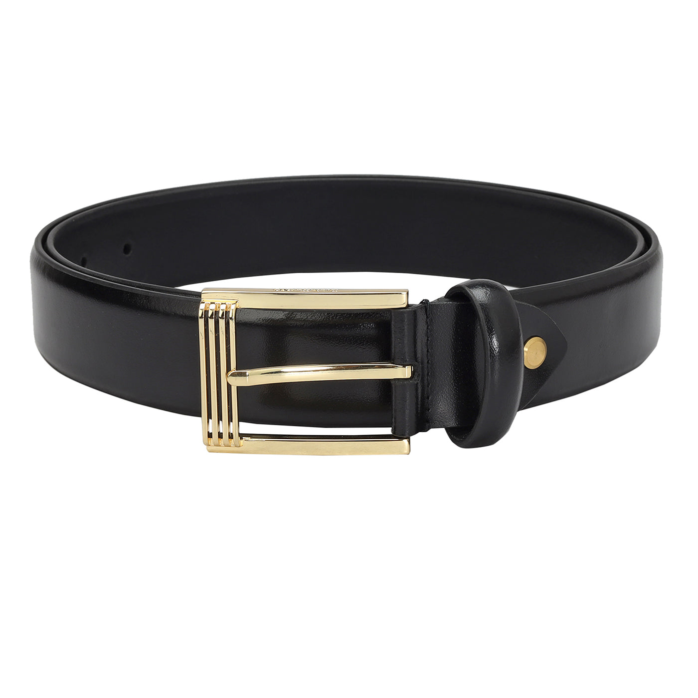 Formal Plain Leather Mens Belt - Black