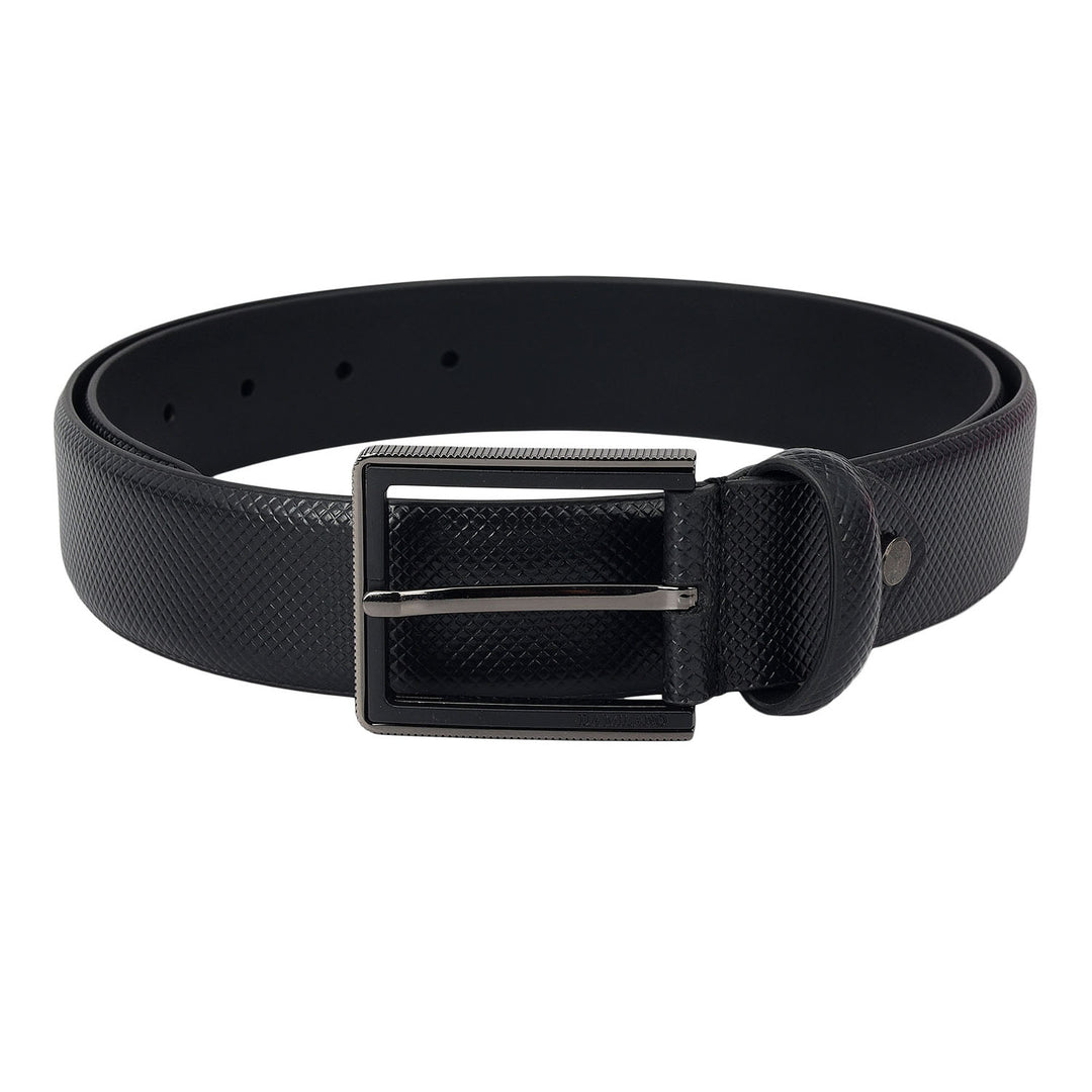 Formal Embossed Leather Mens Belt-Black