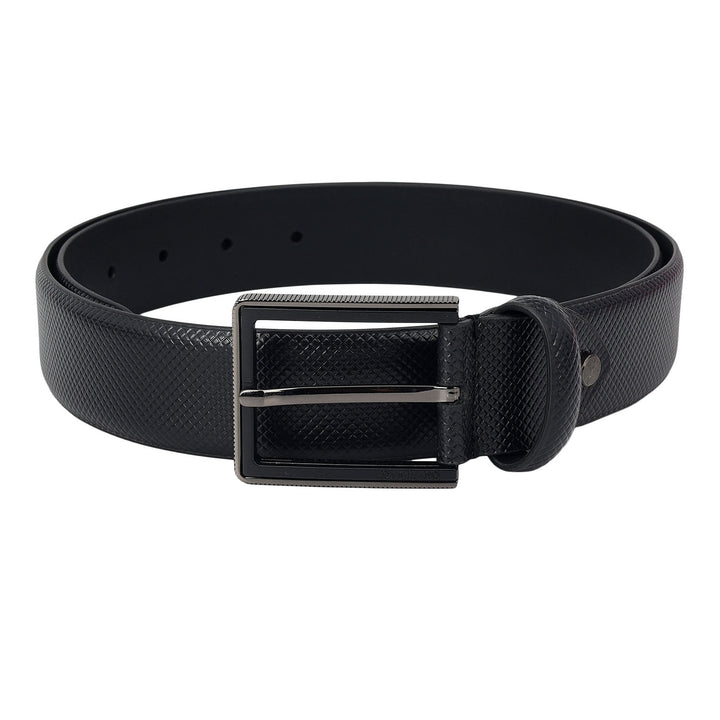 Formal Embossed Leather Mens Belt-Black
