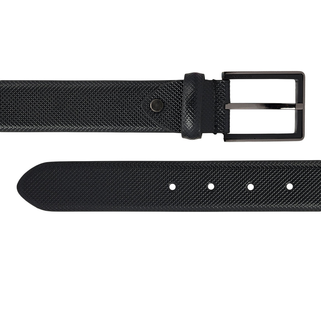 Formal Embossed Leather Mens Belt-Black