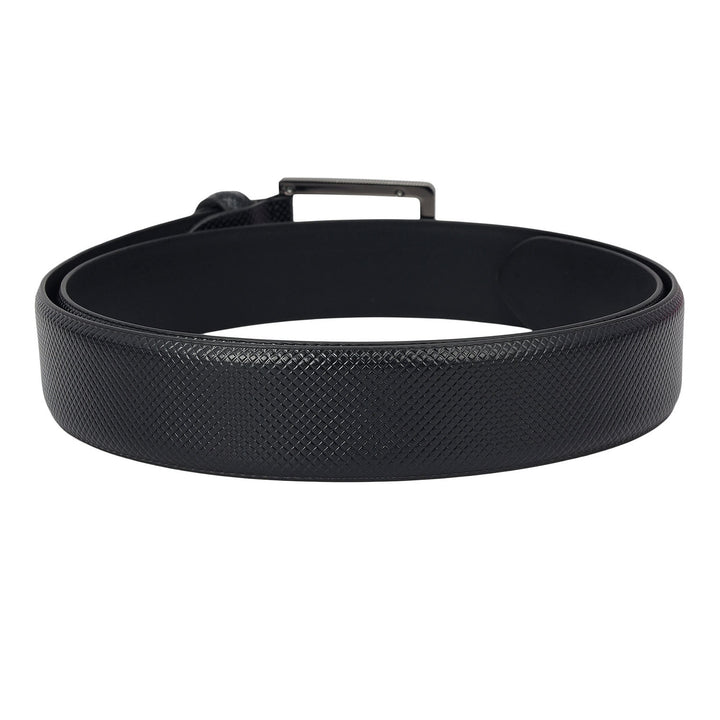 Formal Embossed Leather Mens Belt-Black
