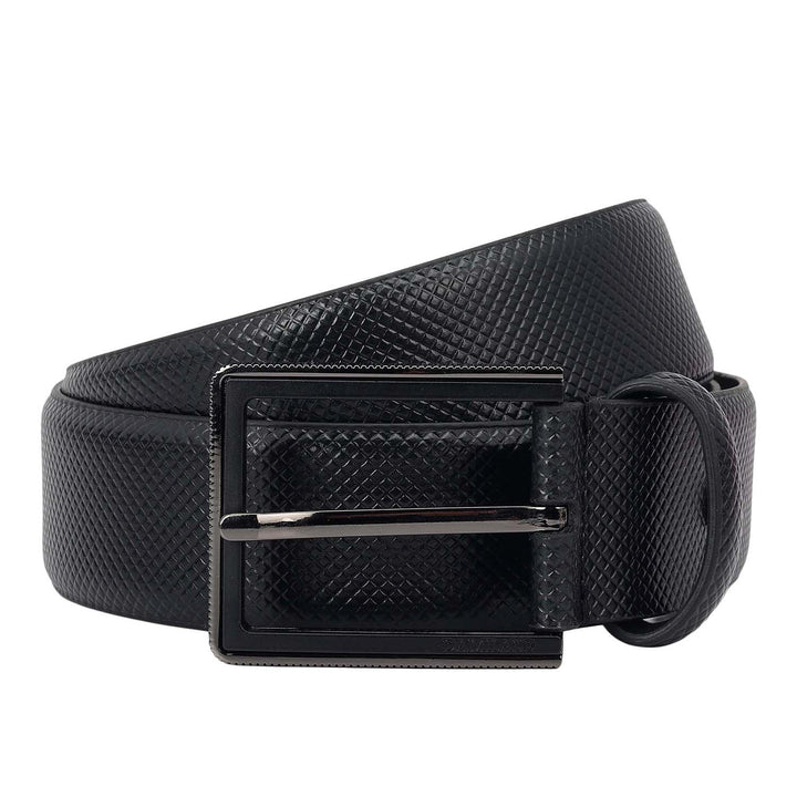 Formal Embossed Leather Mens Belt-Black