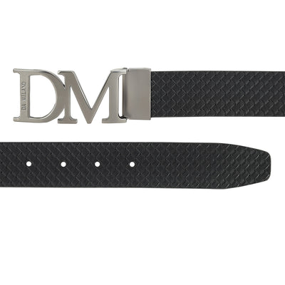 Casual Mat Emboss Leather Mens Belt - Black