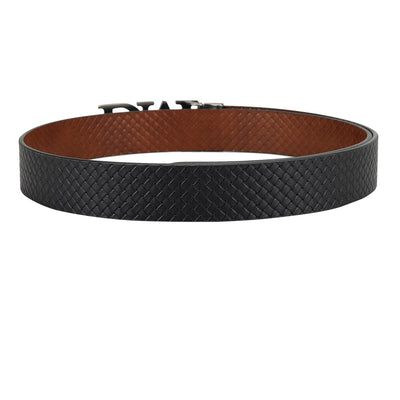 Casual Mat Emboss Leather Mens Belt - Black