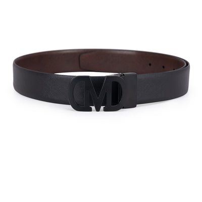 Casual Saffiano Leather Mens Belt - Black & Brown
