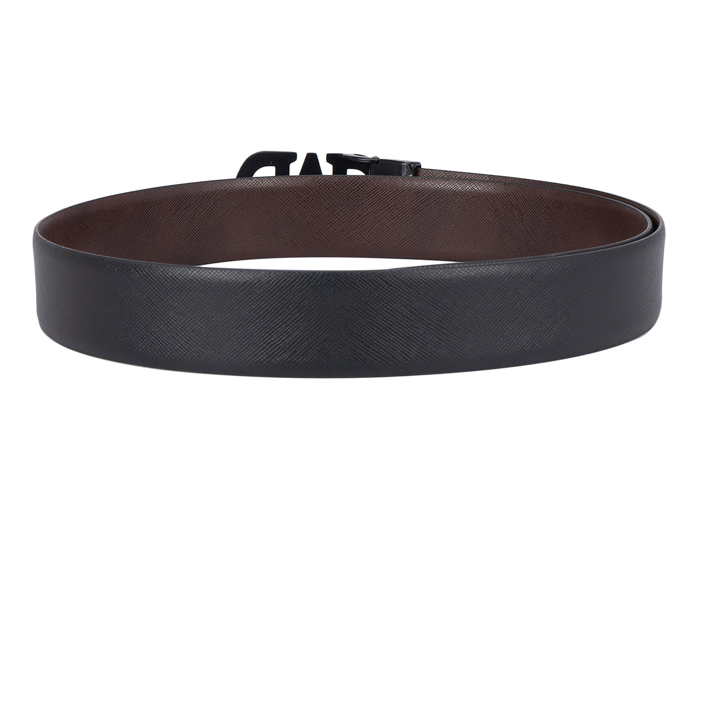 Casual Saffiano Leather Mens Belt - Black & Brown