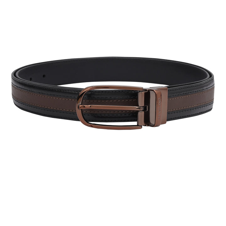 Casual Saffiano Plain Leather Mens Belt - Brown & Black